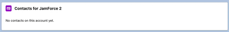 The deployed Account Contact Explorer with no contacts